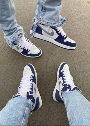 Air jordan 1 retro navy blue white женские кроссовки найк аир джордан наложенный платёж купить6 фото