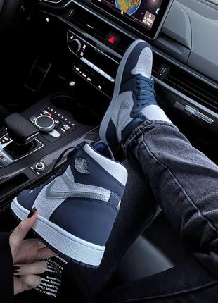 Air jordan 1 retro navy blue white женские кроссовки найк аир джордан наложенный платёж купить9 фото