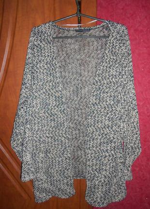 Велюровая кофта-кардиган с заниженным плечом - 48-50 размер