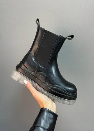 Ботинки женские ботега bottega veneta boots black clear sole no logo