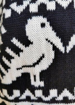 Винтажный джемпер свитер в узор пеликан птица человечки5 фото