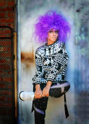 Вінтажний джемпер светр у візерунок пелікан птах чоловічки