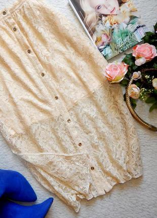 Шикарная нежная ажурная миди юбка river island с боковыми разрезами3 фото