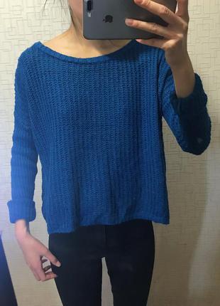 Синий свитер кофта свитшот джемпер реглан кардиган2 фото