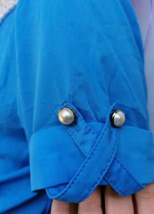 Сорочка стрейч блуза стрейч з намистинами перлини стрази5 фото