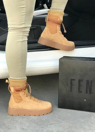 Puma x fenty scuba boot brown красивые женские ботинки пума коричневые8 фото