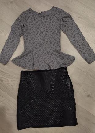 Реглан лео 7-8 років.шкіряна спідниця-трапеція h@m.