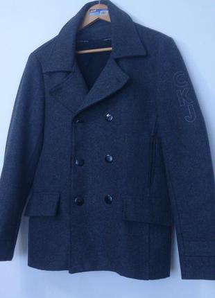 Мужское пальто полупальто calvin klein (кельвин кляйн), шерсть, размер l.