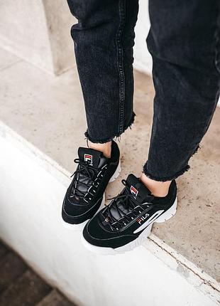 Женские кроссовки fila disruptor 2 black \ white скидка sale | жіночі кросівки чорні знижка5 фото