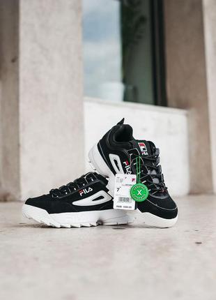 Женские кроссовки fila disruptor 2 black \ white скидка sale | жіночі кросівки чорні знижка2 фото