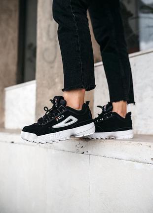 Женские кроссовки fila disruptor 2 black \ white скидка sale | жіночі кросівки чорні знижка10 фото