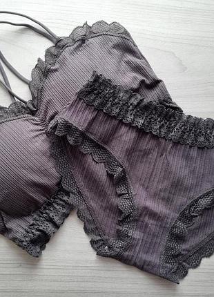 🇺🇦 стильний топ ліф бра + трусики 🖤 (комплект)