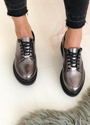 Женские стильные туфли 36-40р никель4 фото