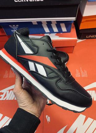 Кроссовки мужские осенние reebok classic leather black кросовки рибок класик рібок осінь