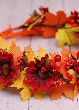 Осенний венок веночек с листьями цветами7 фото