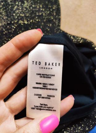 Ted baker платье миди по фигуре карандаш футляр чёрное золотое с открытыми плечами новое9 фото