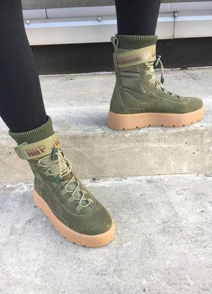 Cапоги puma x fenty scuba boot olive8 фото