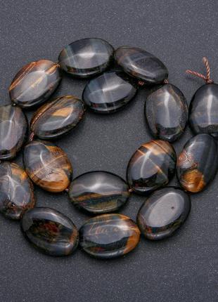 Бусины на нитке натуральный камень соколиный глаз