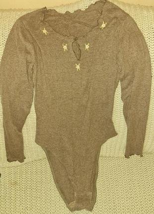 Теплое боди шерсть, котон италия