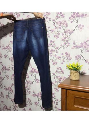 Модные синие джинсы скинии с порезами 10/38/м3 фото