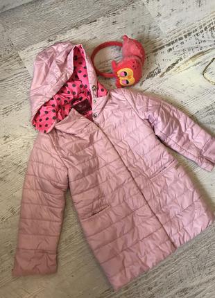 Демисезонная удлиненная куртка плащ для девочки 5-7 лет, розовая