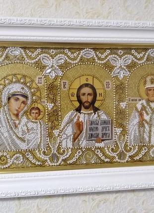 Икона домашний иконостас вышитый бисером