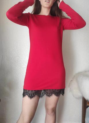 Платье с длинным рукавом / платье на осень / строгое платье / красное платье2 фото