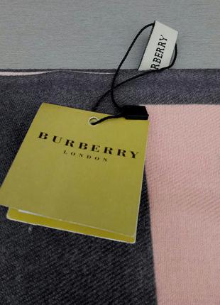 Burberry шарф кашемировый женский теплый серый с розовым5 фото