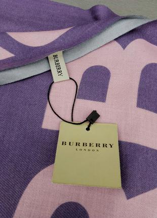 Burberry шарф кашемировый женский теплый сиреневый с розовым5 фото