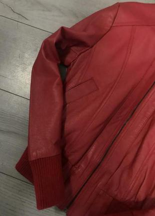 Куртка натуральная кожа кожанка кожаная спортивная красная3 фото
