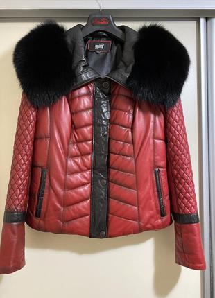 Кожаная куртка с натуральным мехом с утеплителем турция5 фото