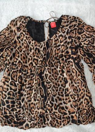 Шиканая блуза свободного кроя  тiffi, шелк,  трендовая леопардовая расцветка5 фото