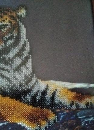Картина вишита бісером нічний тигр3 фото