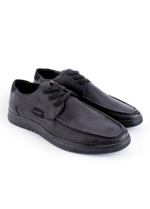 Мужские черные туфли из эко-кожи на шнуровке2 фото