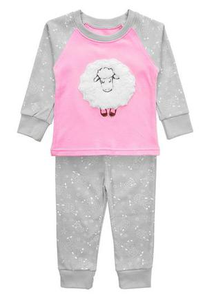 Детская теплая пижама для девочки, ткань интерлок , 86 - 134 см