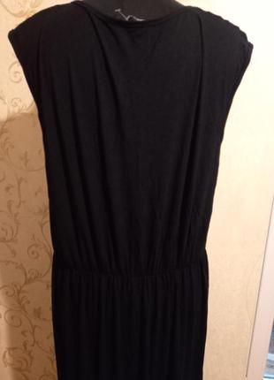 Батальный легкий черный комфортный длинный сарафан платье черное8 фото