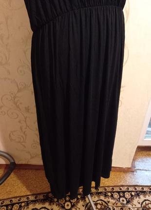 Батальный легкий черный комфортный длинный сарафан платье черное4 фото