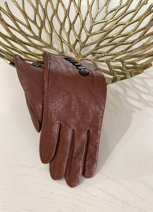 Кожаные перчатки италия рыжая коричневая кожа4 фото
