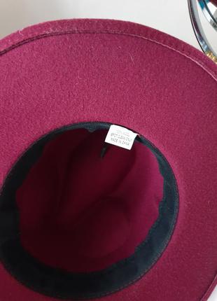 Фетровая бордовая шляпа4 фото