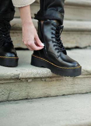 Dr.martens jadon zip premium  з замком женские кожаные ботинки весна осень5 фото