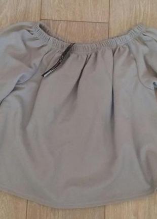 Серая кофта, блуза, топ, воланы, рюши, с открытыми плечами s-m1 фото
