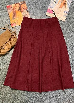 Юбка клёш бордо твидовая миди макси