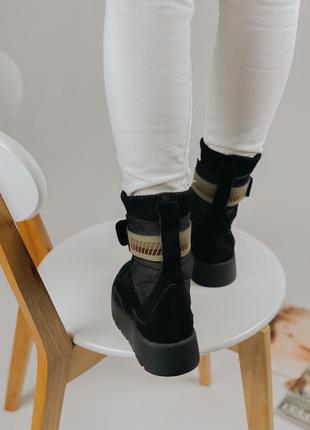 Жіночі замшеві чорні стильні черевики fenty x puma scuba boot black модні жіночі замшеві чорні ботінки8 фото