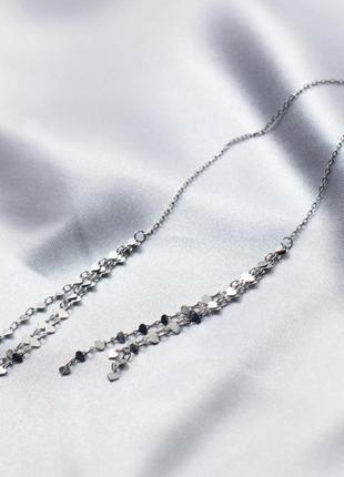 Сережки-протяжки 100 маленьких сердец, двойные длинные серебряные серьги, серебро 925 пробы2 фото