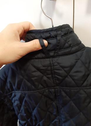 Куртка курточка пальто пуховик парка деми демі осіння демисезонна осиння базова класична темно синя перешита з кишенями поясом7 фото