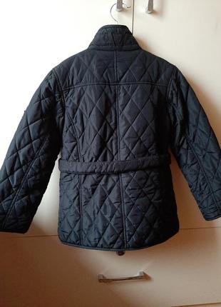 Куртка курточка пальто пуховик парка деми демі осіння демисезонна осиння базова класична темно синя перешита з кишенями поясом2 фото