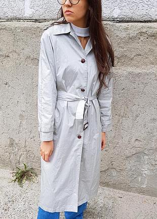 Тренч песочный винтаж однобортный длинный базовый классика
