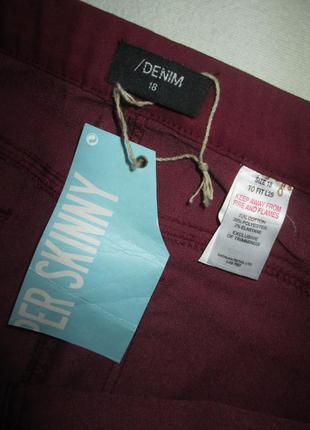 Шикарные стрейчевые джинсы джеггинсы батал цвета марсала высокая посадка denim.9 фото