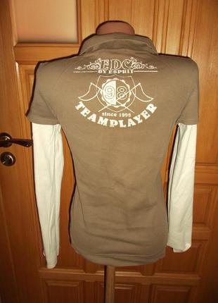 Стильная рубашка коричневая с белыми рукавами р. l - edc3 фото