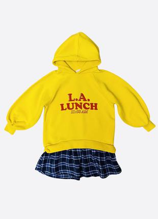 Желтый тёплый свитшот туника zara для девочки на 6 лет